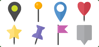 Flat Map Markers Icons Set