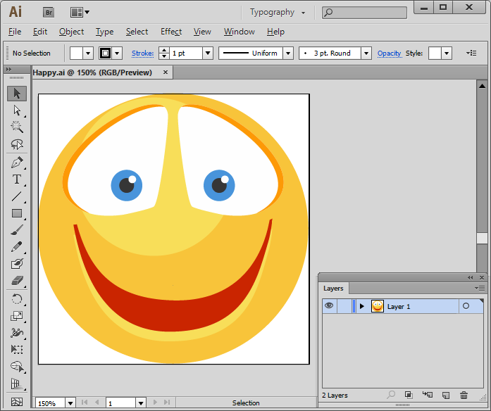 Flat Vector Emoticons - one icon in Adobe Illustrator