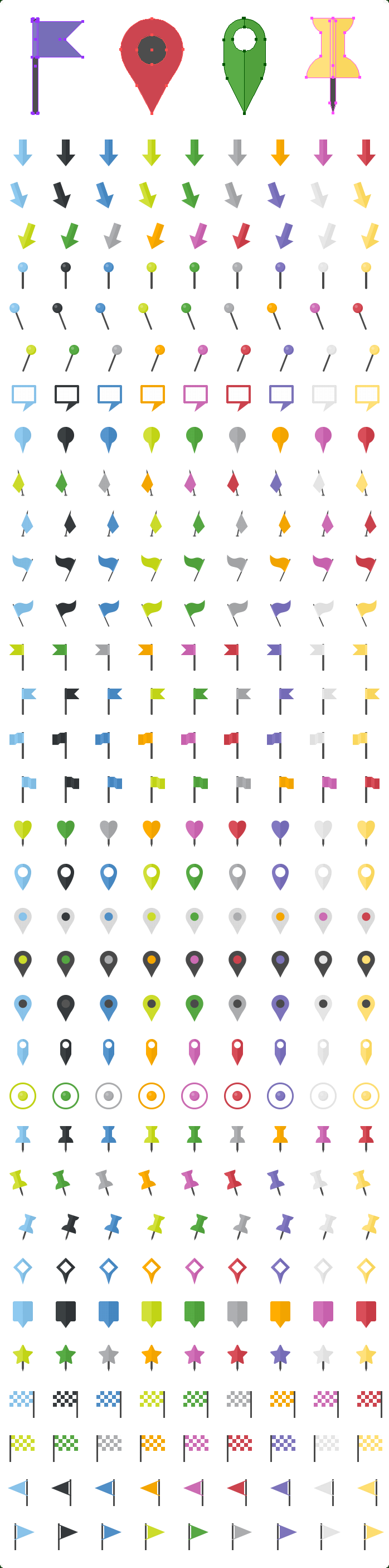 Flat Map Markers Vector Icons