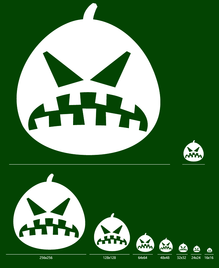 Halloween Pumpkin Emoticons - One icon in all sizes: 16x16, 24x24, 32x32, 48x48, 64x64, 72x72, 128x128, 256x256, 512x512