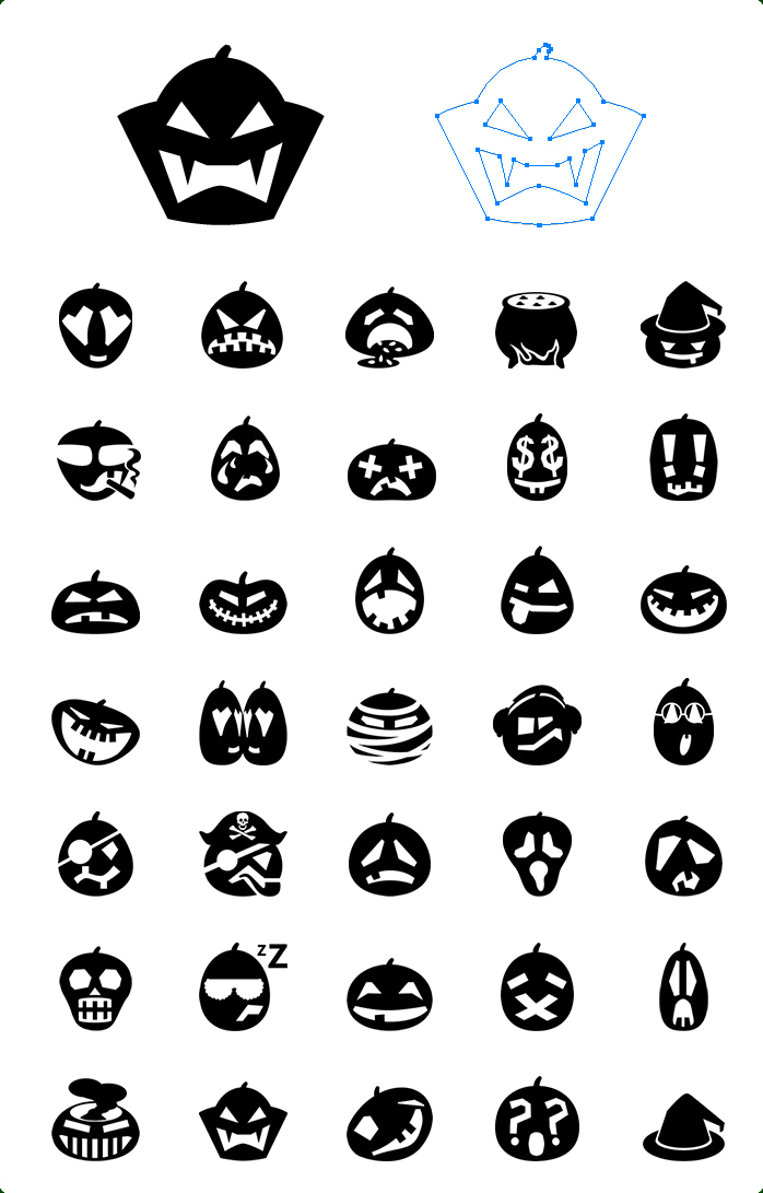 Icons preview of Metro Halloween Pumpkin SVG Emoticons