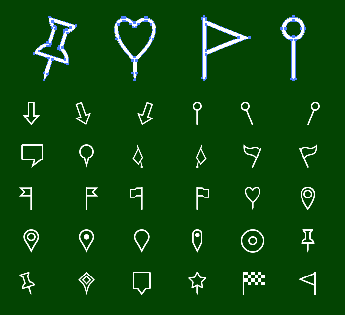 Metro Map Markers SVG Icons - Outline icons (iOS style)