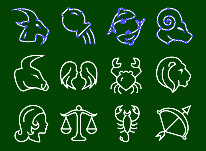 Metro Zodiac SVG Icons - Flat icons