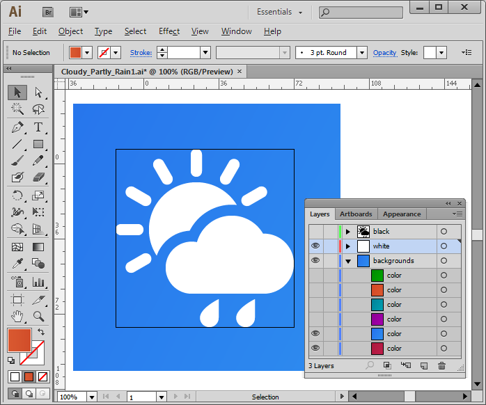 Weather Vector Icons - one icon in Adobe Illustrator