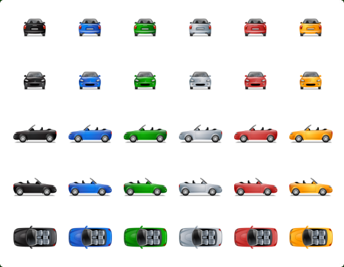 Transport Multiview SVG Icons - One icon in different variations