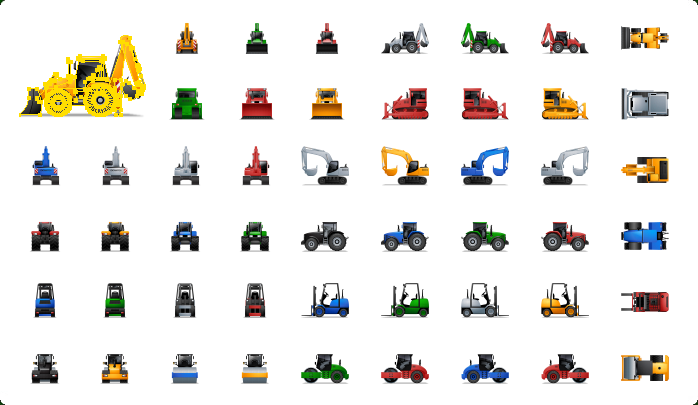 Heavy Equipment Icons, Construction Icons
