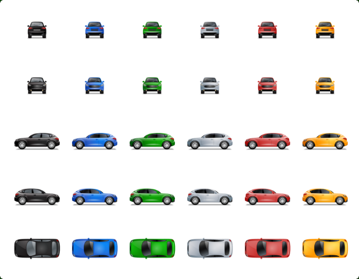 Transport Multiview Vector Icons - One icon in different variations